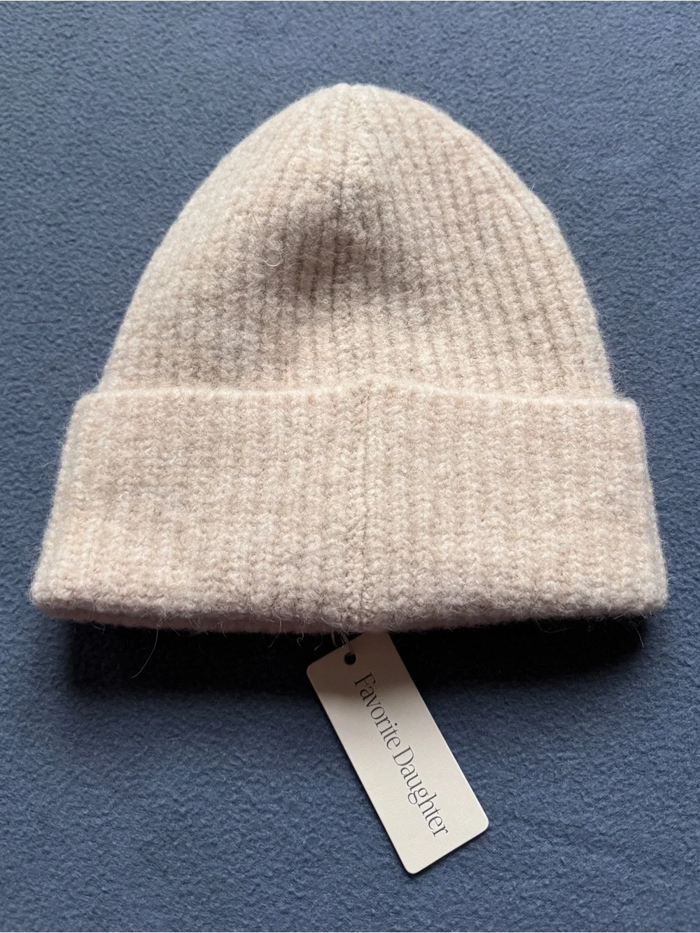 Favorite Daughter Cream Ribbed Knit Beanie